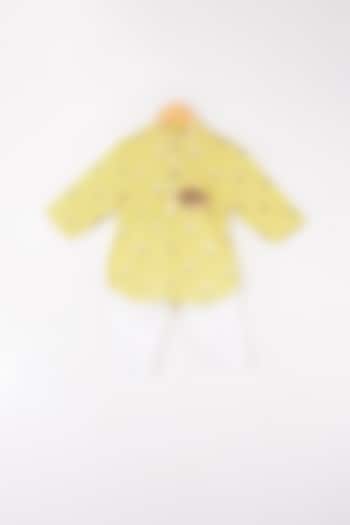Yellow Cotton Silk & Chanderi Silk Kurta Set For Boys by Kirti Agarwal Pret n Couture