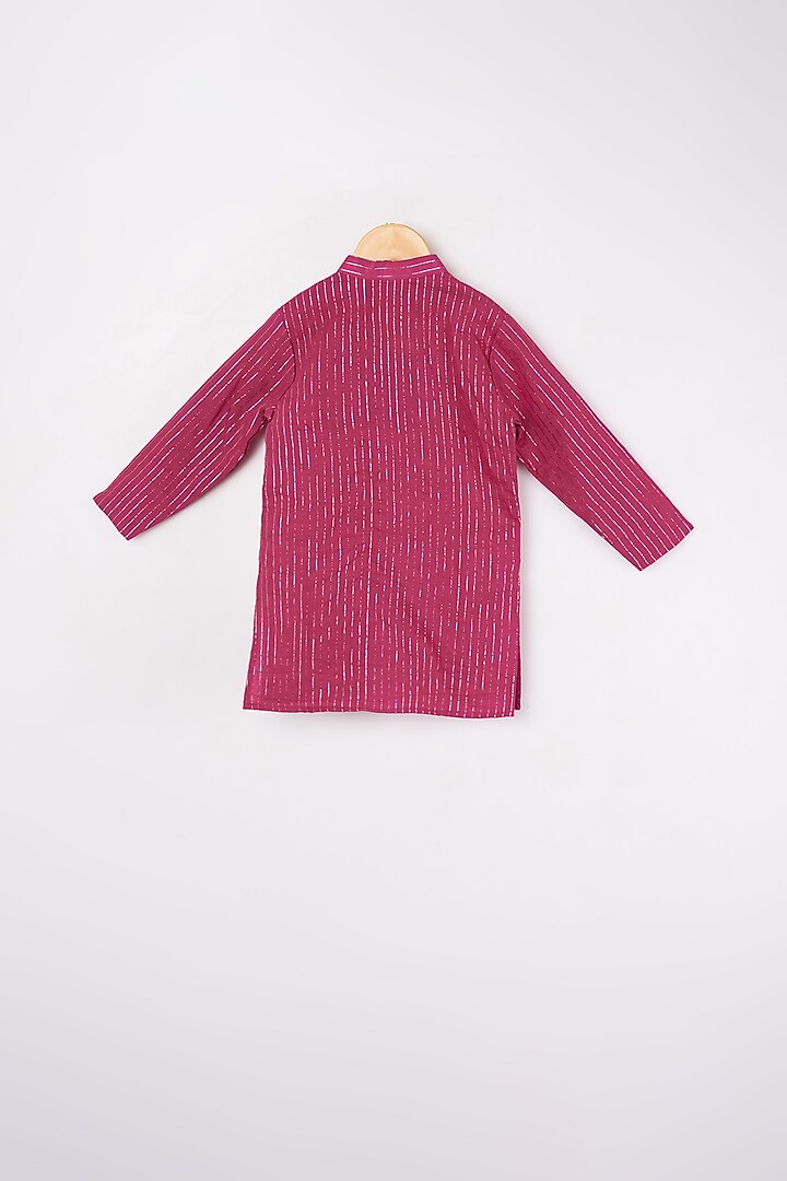 Reddish Pink Kurta Set With Embroidered Bundi Jacket For Boys by Kirti Agarwal Pret n Couture at Pernia's Pop Up Shop
