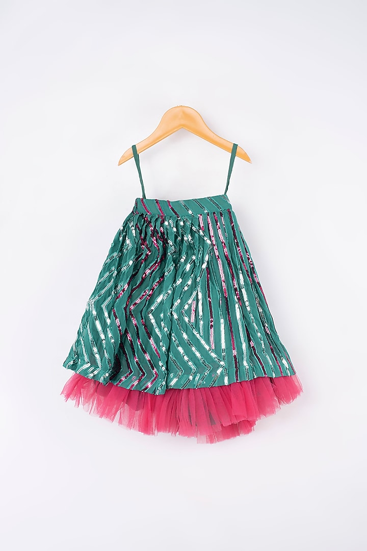 Blue Lagoon Sequins Embroidered Lehenga Set For Girls by Kirti Agarwal Pret n Couture at Pernia's Pop Up Shop