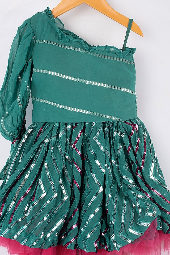 Blue Lagoon Sequins Embroidered Lehenga Set For Girls by Kirti Agarwal Pret n Couture at Pernia's Pop Up Shop