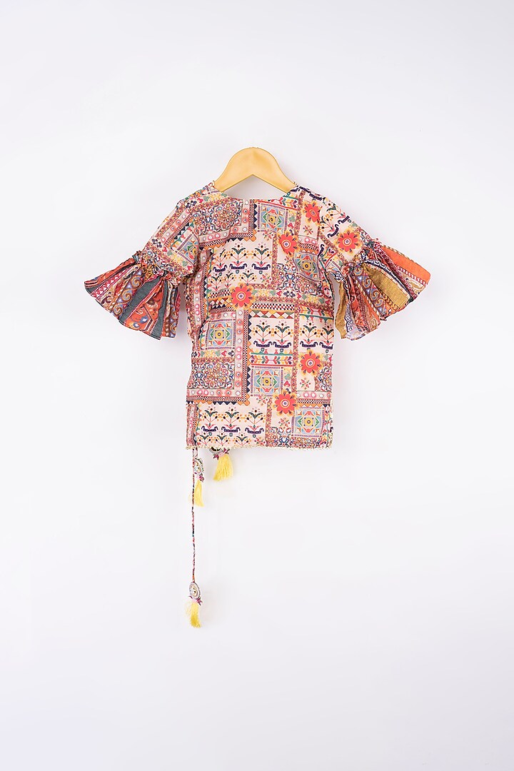 Multi-Colored Mulmul Silk & Dola Silk Sharara Set For Girls by Kirti Agarwal Pret n Couture at Pernia's Pop Up Shop