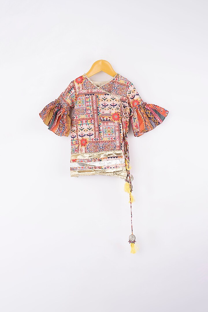 Multi-Colored Mulmul Silk & Dola Silk Sharara Set For Girls by Kirti Agarwal Pret n Couture at Pernia's Pop Up Shop