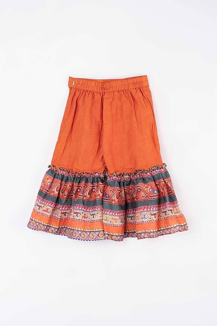 Multi-Colored Mulmul Silk & Dola Silk Sharara Set For Girls by Kirti Agarwal Pret n Couture at Pernia's Pop Up Shop