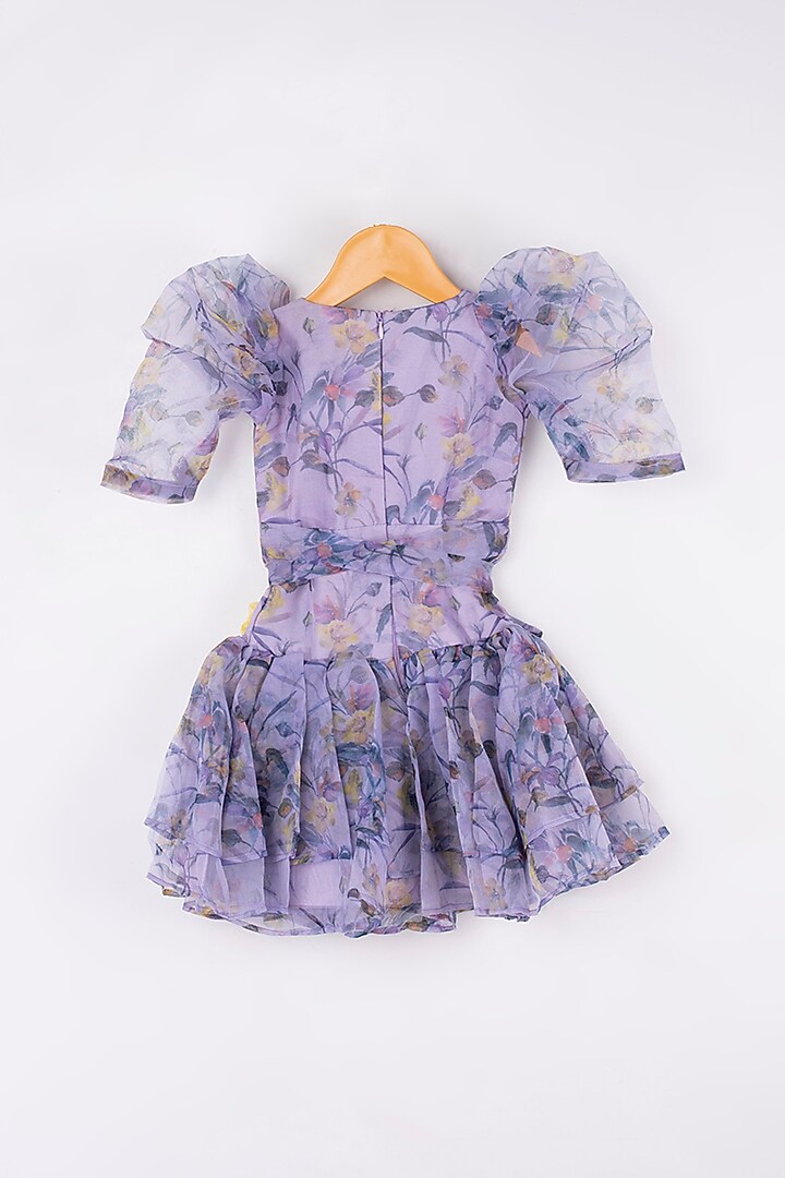 Pastel Lilac Floral Printed Frock For Girls by Kirti Agarwal Pret n Couture at Pernia's Pop Up Shop
