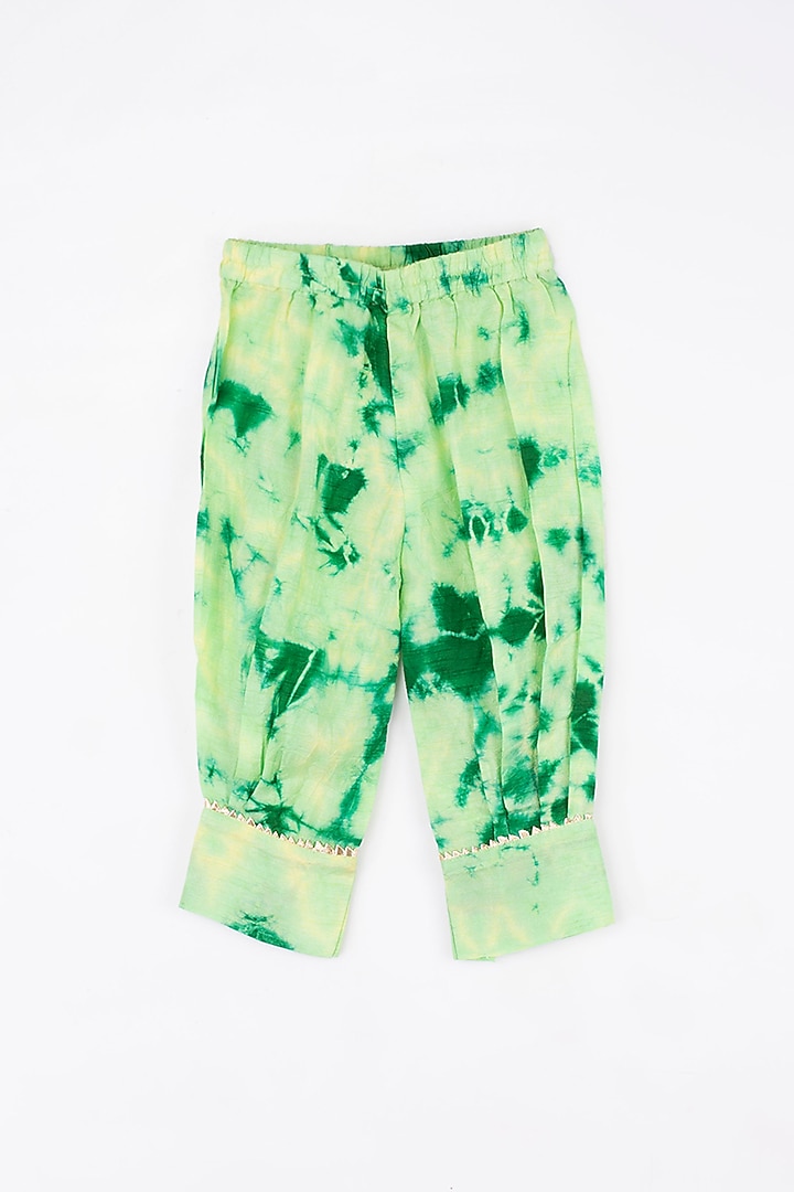 Light Green Chanderi Dhoti Set For Girls by Kirti Agarwal Pret n Couture at Pernia's Pop Up Shop