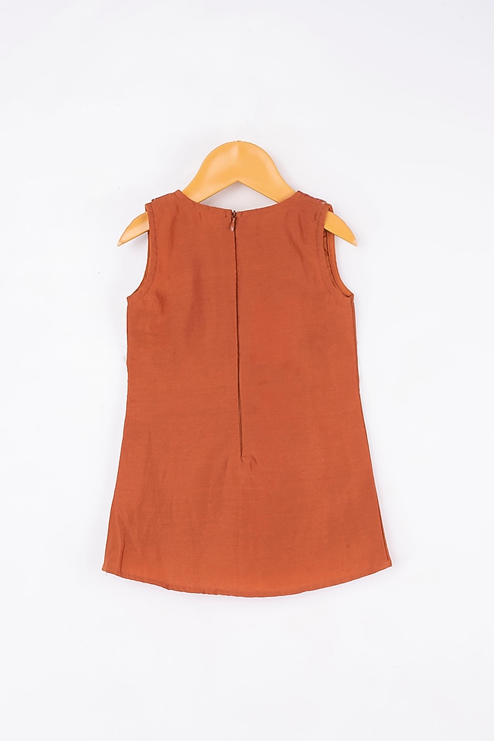 Rust Brown Chanderi Dhoti Set For Girls by Kirti Agarwal Pret n Couture at Pernia's Pop Up Shop