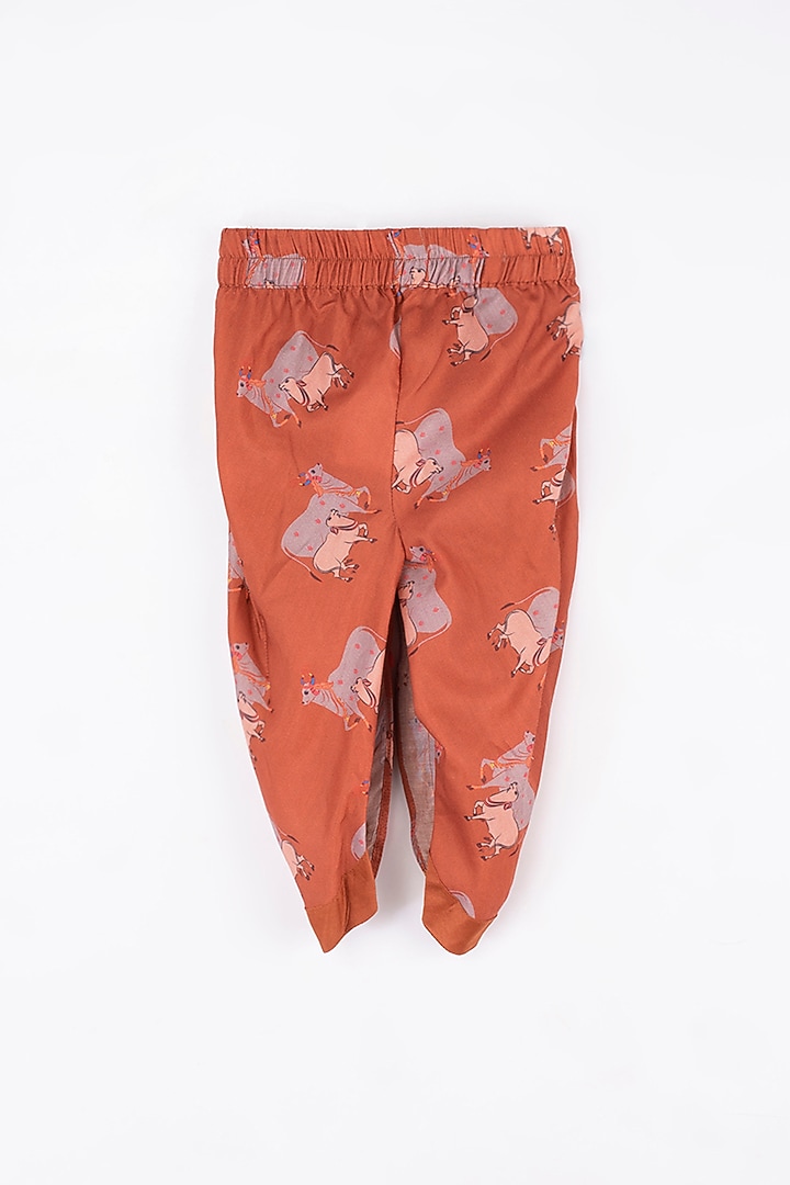 Rust Brown Chanderi Dhoti Set For Girls by Kirti Agarwal Pret n Couture at Pernia's Pop Up Shop