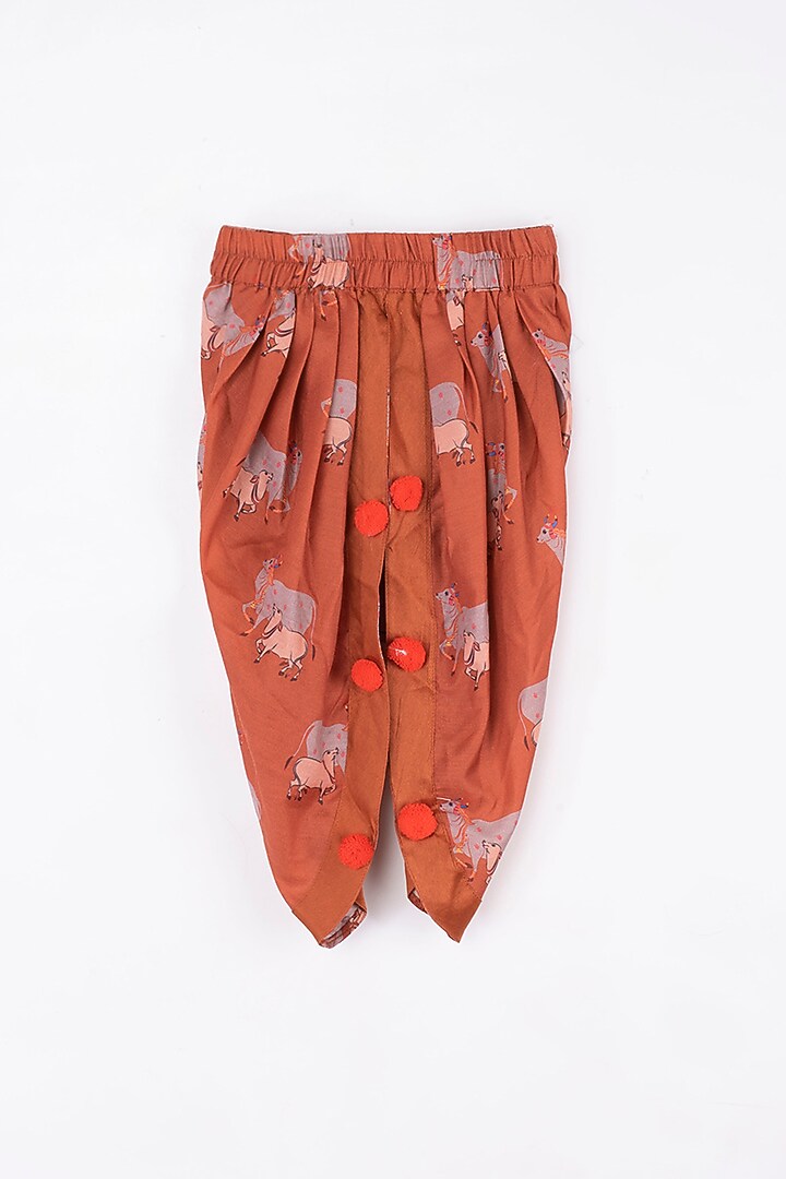 Rust Brown Chanderi Dhoti Set For Girls by Kirti Agarwal Pret n Couture at Pernia's Pop Up Shop