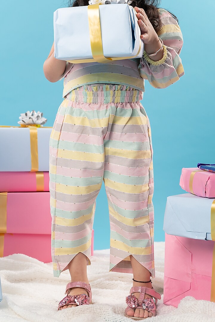 Multi-Colored Cotton Lurex Embroidered Co-Ord Set For Girls by Kirti Agarwal Pret n Couture at Pernia's Pop Up Shop