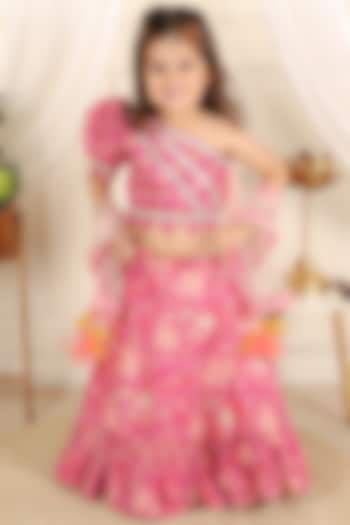 Pink Pure Cotton Printed & Ruffled Lehenga Set For Girls by  Kirti Agarwal Pret n Couture at Pernia's Pop Up Shop
