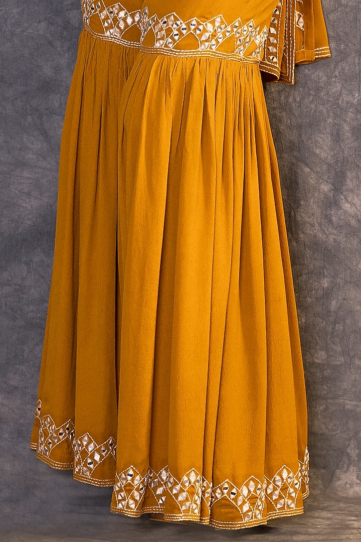 Mustard Yellow Embroidered Wedding Sharara Set by Kaprapan By Anaita Shah at Pernia's Pop Up Shop