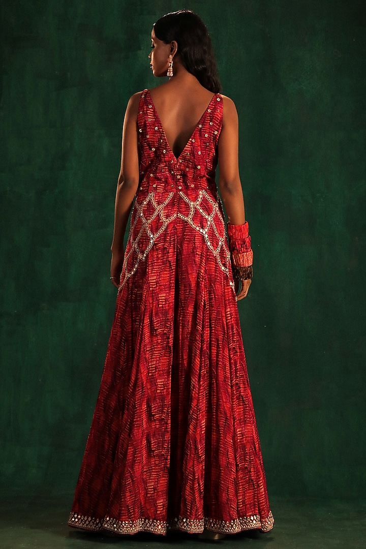 Fuchsia & Purple Chiffon Sequins Embroidered Jumpsuit by Kaprapan By Anaita Shah at Pernia's Pop Up Shop