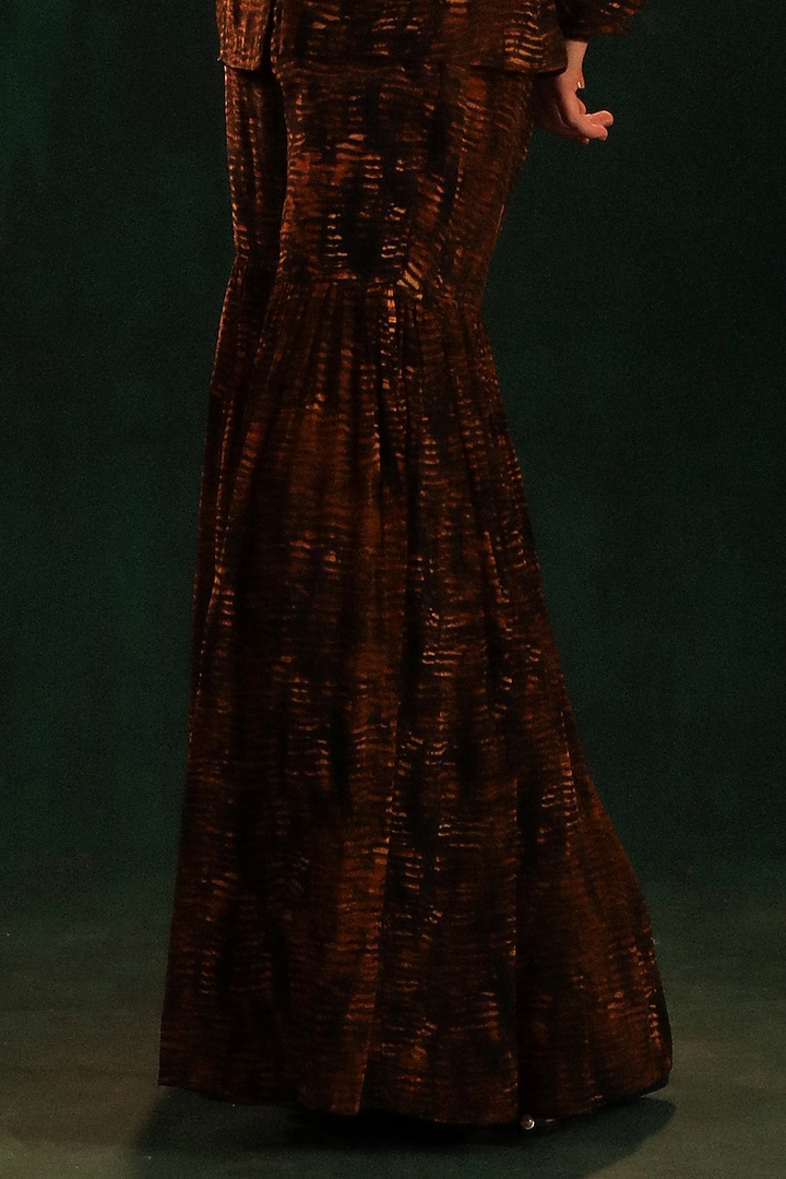 Black & Gold Crepe Printed Party Wear Sharara Set by Kaprapan By Anaita Shah at Pernia's Pop Up Shop