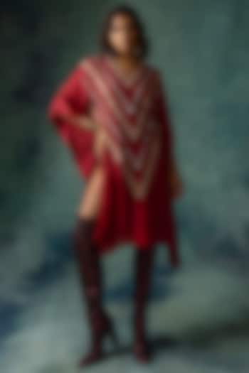 Maroon Embroidered Kaftan by Kaprapan By Anaita Shah at Pernia's Pop Up Shop