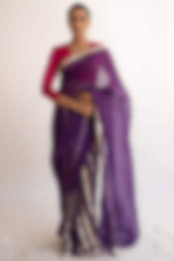 Purple Pure Silk Handcrafted Saree by KAPARDARA
