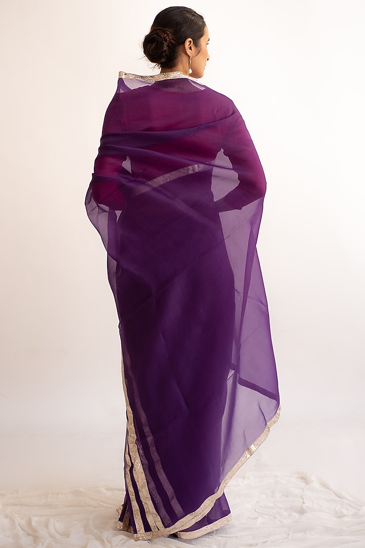 Purple Pure Silk Handcrafted Party Wear Saree by KAPARDARA at Pernia's Pop Up Shop