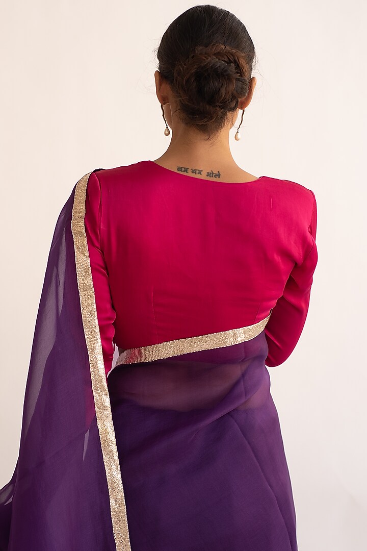Purple Pure Silk Handcrafted Party Wear Saree by KAPARDARA at Pernia's Pop Up Shop