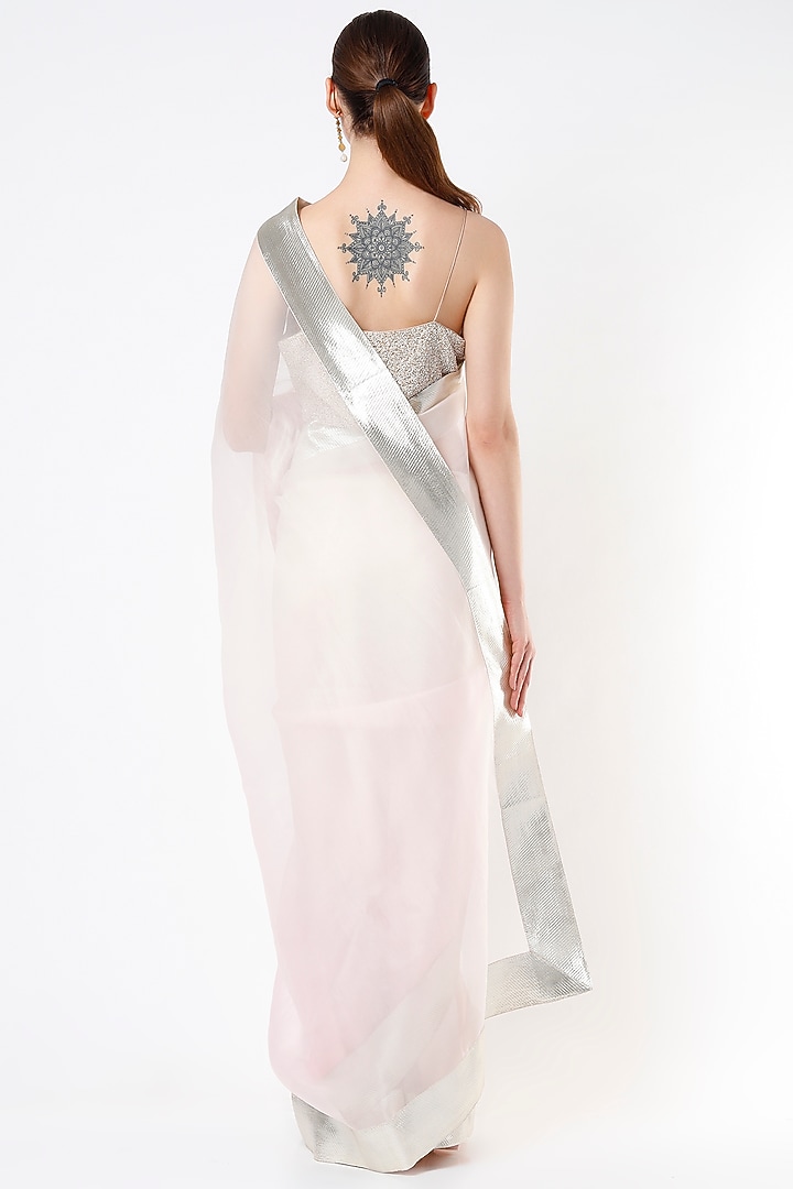Pink Ombre Silk Organza Festive Saree by KAPARDARA at Pernia's Pop Up Shop