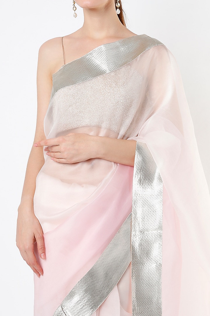 Pink Ombre Silk Organza Festive Saree by KAPARDARA at Pernia's Pop Up Shop