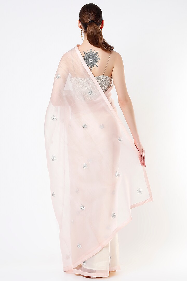 Rose Water Pink Embroidered Party Wear Saree by KAPARDARA  at Pernia's Pop Up Shop