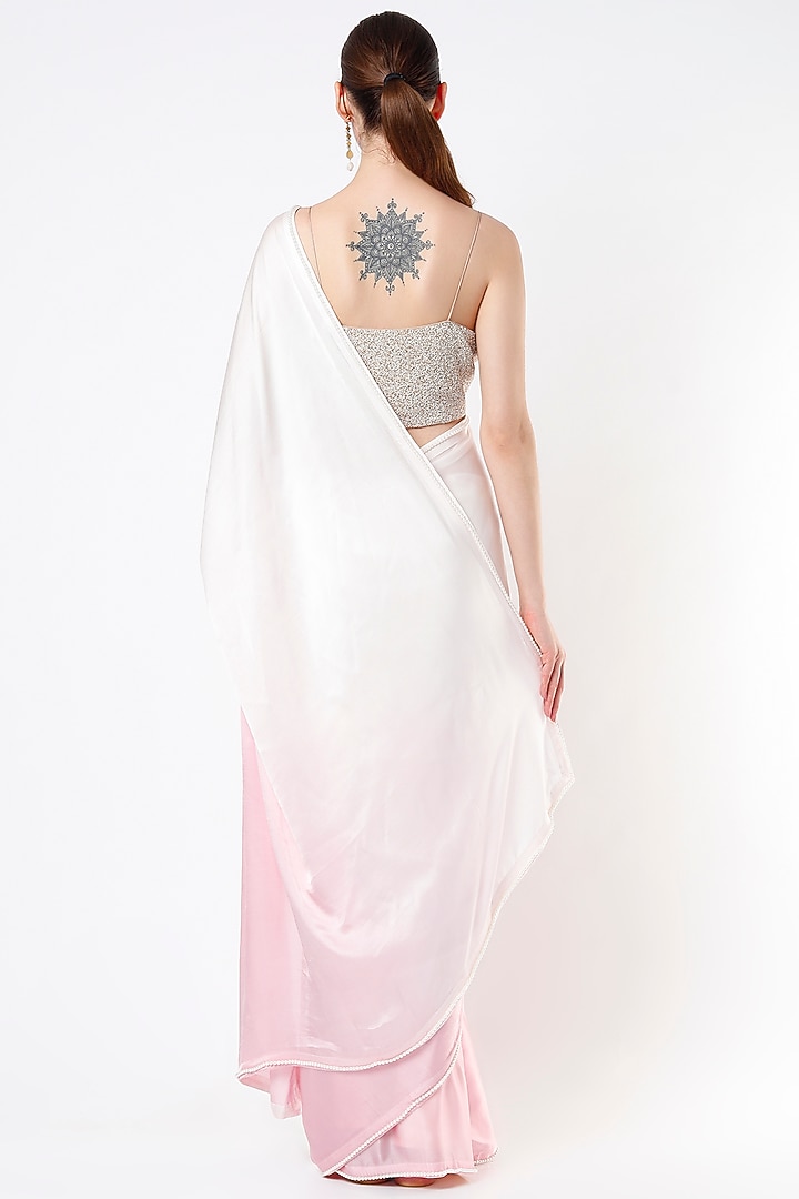 Pink Ombre Satin Silk Party Wear Saree by KAPARDARA at Pernia's Pop Up Shop