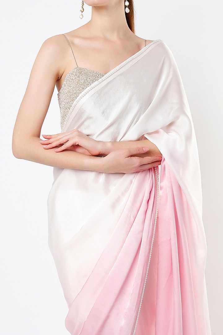 Pink Ombre Satin Silk Party Wear Saree by KAPARDARA at Pernia's Pop Up Shop