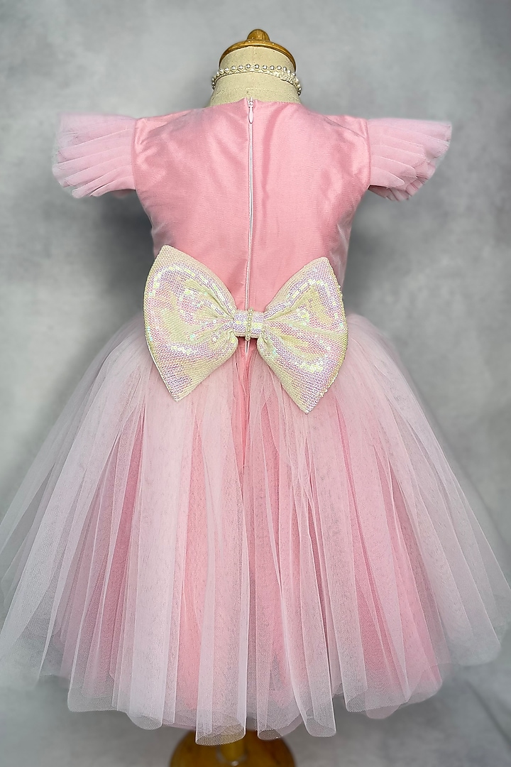 Pink Hand Embroidered Dress For Girls by Karasa baby at Pernia's Pop Up Shop