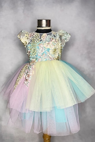 Multi-Coloured Embroidered Dress For Girls by Karasa baby