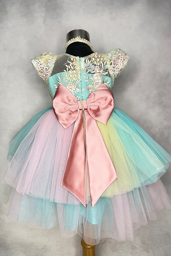 Multi-Coloured Embroidered Dress For Girls by Karasa baby at Pernia's Pop Up Shop