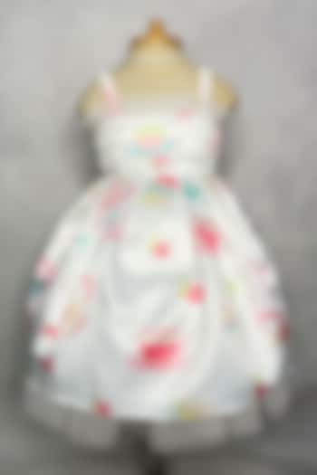 White Printed Gown For Girls by Karasa baby
