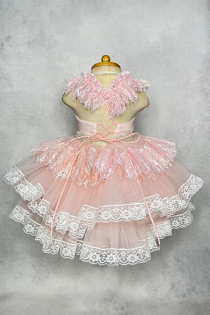 Blush Pink Applique Embroidered Dress For Girls by Karasa baby at Pernia's Pop Up Shop