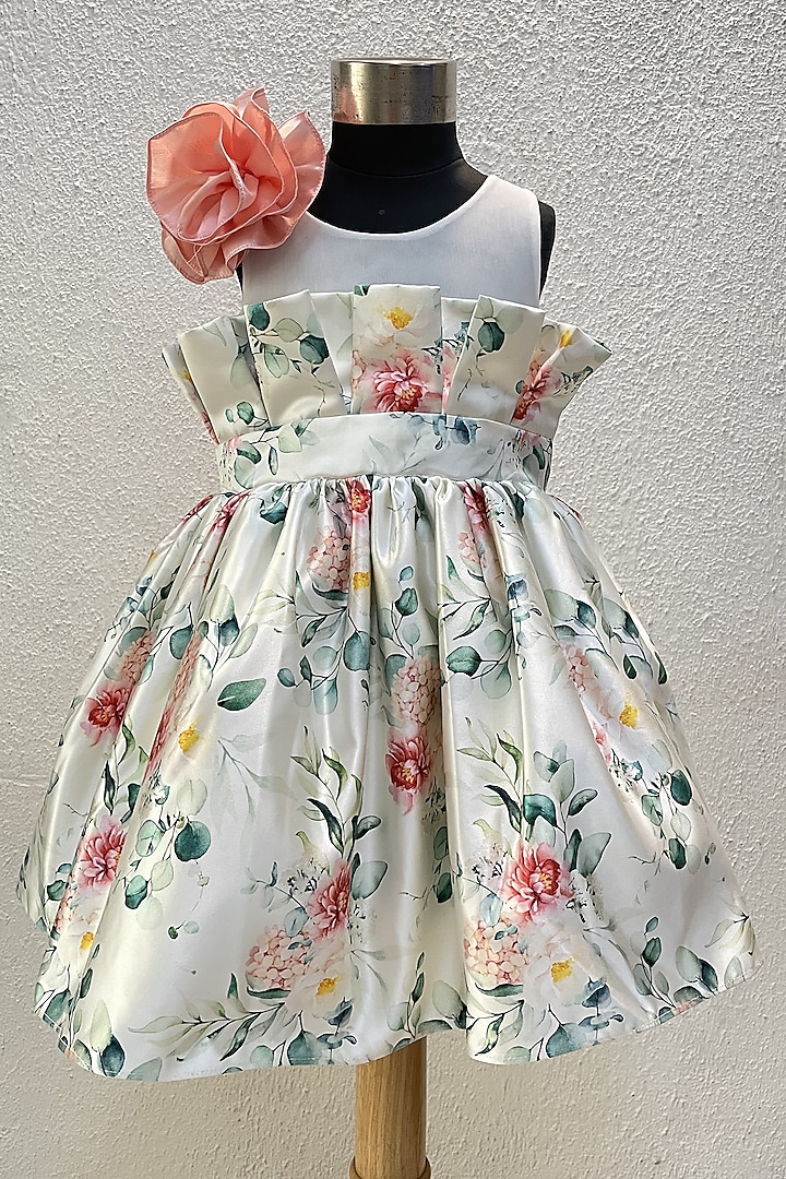 White Dress With Print For Girls by Karasa baby