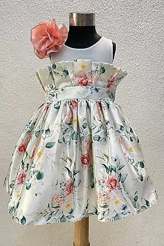 White Dress With Print For Girls by Karasa baby