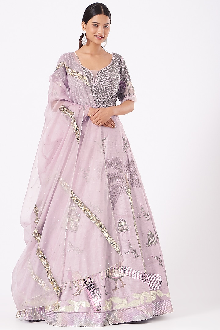 Lilac Embroidered Wedding Lehenga Set by Arpita Sulakshana at Pernia's Pop Up Shop