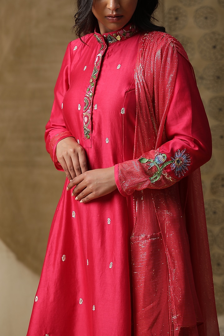 Coral Cotton Hand Painted Draped Vacation Dress by Arpita Sulakshana at Pernia's Pop Up Shop