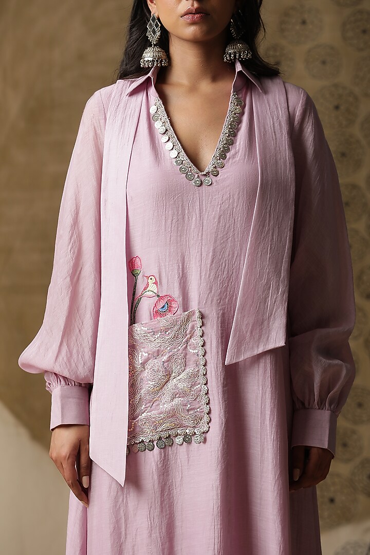 Lilac Cotton Hand Painted A-Line Summer Dress by Arpita Sulakshana at Pernia's Pop Up Shop