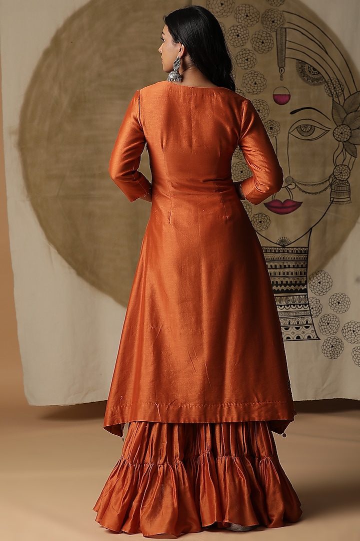 Apricot Orange Chanderi Silk Gharara Set by Arpita Sulakshana at Pernia's Pop Up Shop