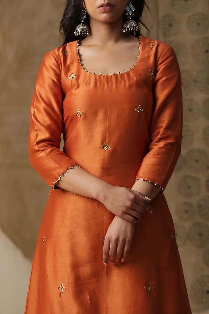 Apricot Orange Chanderi Silk Gharara Set by Arpita Sulakshana at Pernia's Pop Up Shop