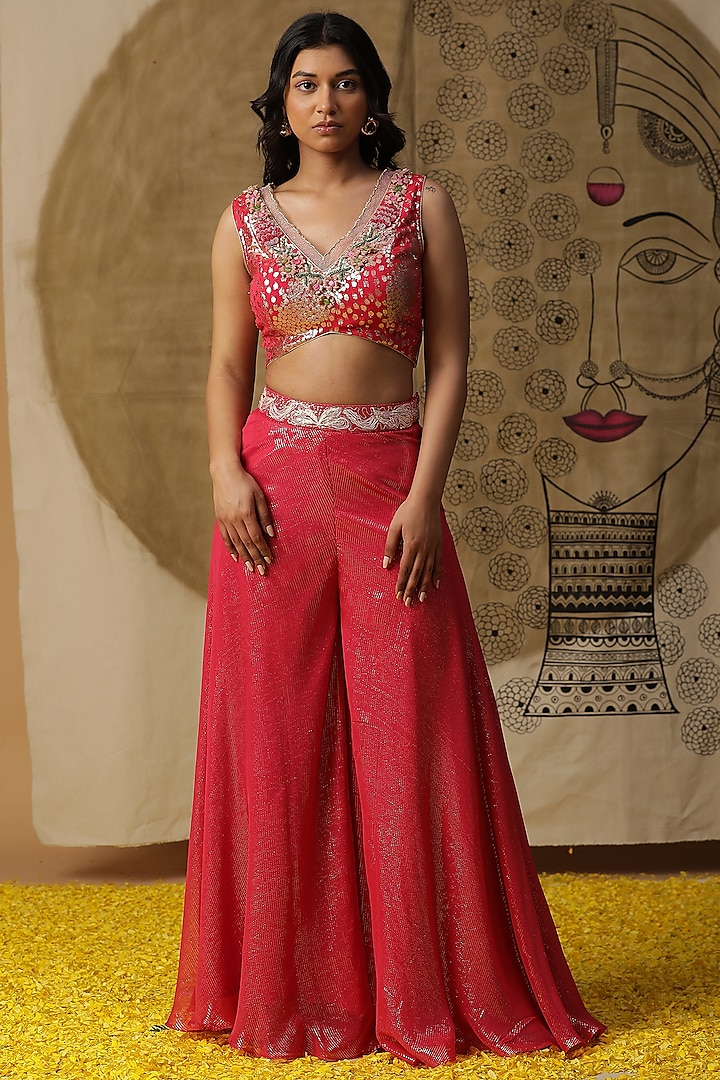 Coral Georgette Cape Set by Arpita Sulakshana at Pernia's Pop Up Shop