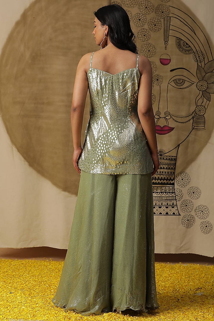 Pista Green Georgette Party Wear Sharara Set by Arpita Sulakshana at Pernia's Pop Up Shop