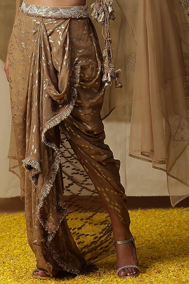 Golden Georgette Dhoti Set by Arpita Sulakshana at Pernia's Pop Up Shop