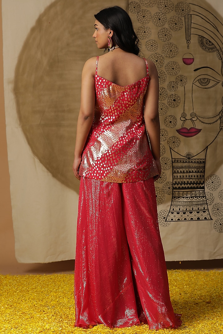 Fuchsia Pink Georgette Party Wear Sharara Set by Arpita Sulakshana at Pernia's Pop Up Shop