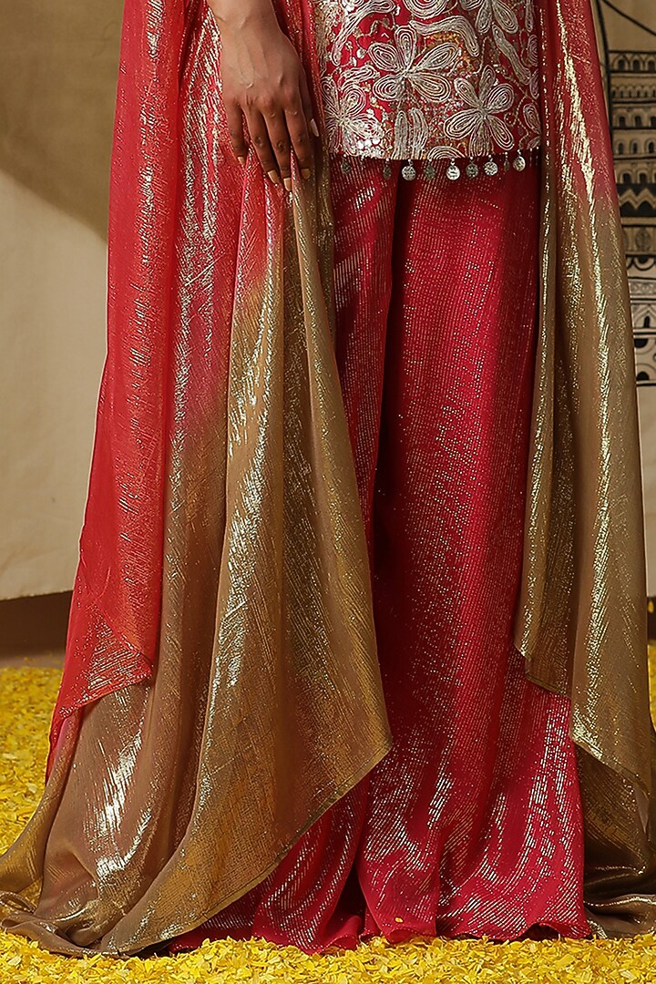 Fuchsia Pink Georgette Party Wear Sharara Set by Arpita Sulakshana at Pernia's Pop Up Shop