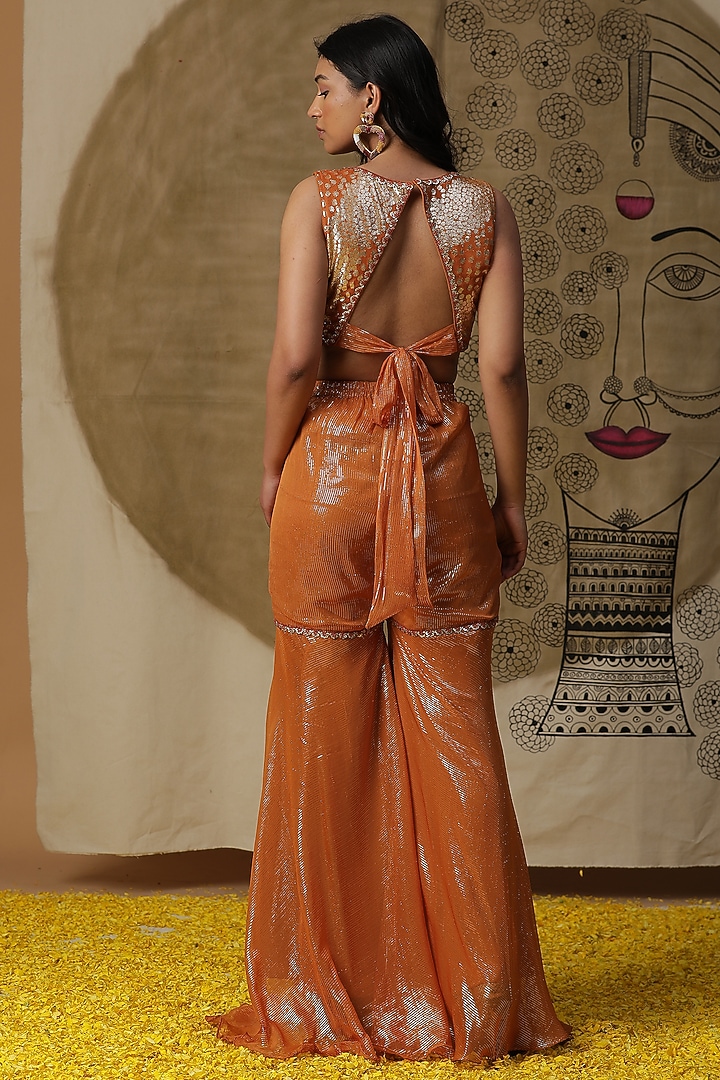 Orange Cotton Ombre Cape Set by Arpita Sulakshana at Pernia's Pop Up Shop