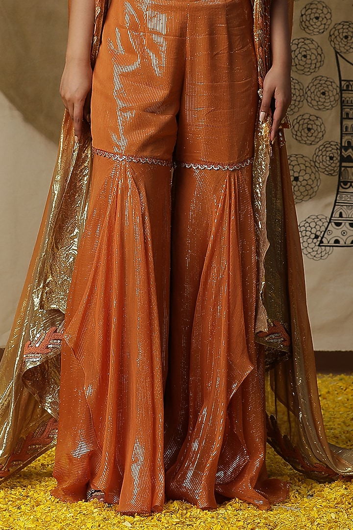 Orange Cotton Ombre Cape Set by Arpita Sulakshana at Pernia's Pop Up Shop