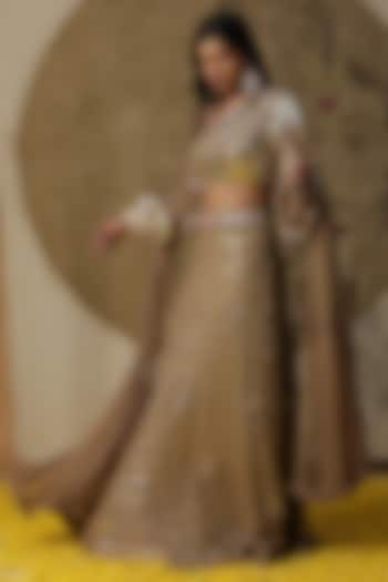 Golden Cotton Wedding Lehenga Set by Arpita Sulakshana at Pernia's Pop Up Shop