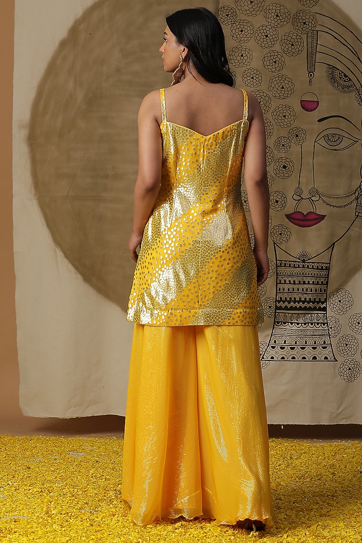 Yellow Silk Party Wear Sharara Set by Arpita Sulakshana at Pernia's Pop Up Shop