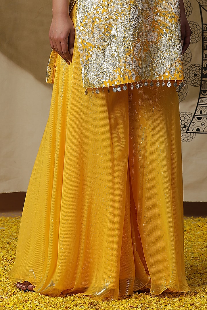 Yellow Silk Party Wear Sharara Set by Arpita Sulakshana at Pernia's Pop Up Shop
