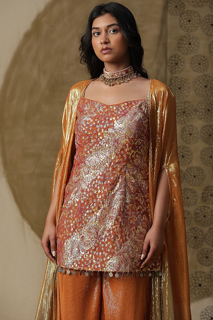 Orange Georgette Party Wear Sharara Set by Arpita Sulakshana at Pernia's Pop Up Shop