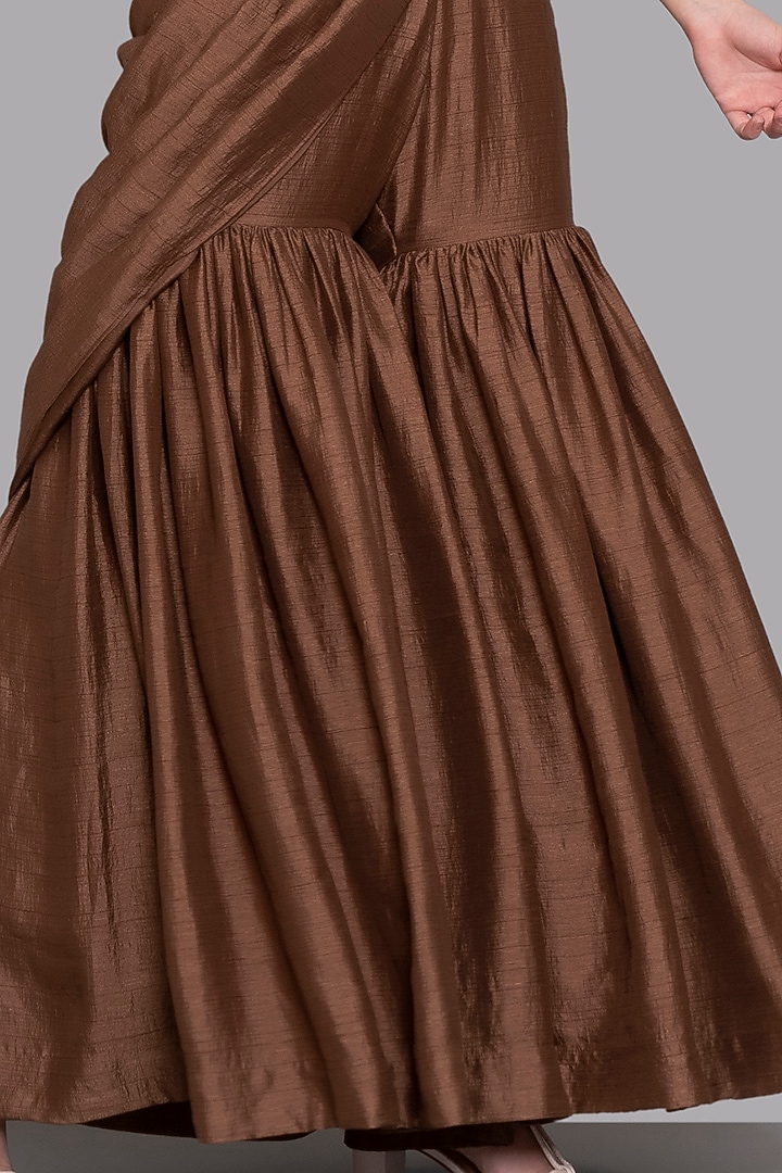 Brown Raw Silk Gharara Set by Arpita Sulakshana at Pernia's Pop Up Shop